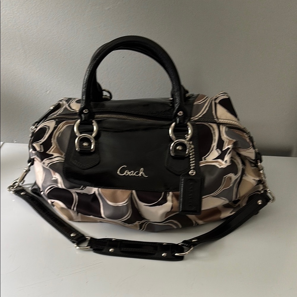 AUTHENTIC COACH ASHLEY SCARF SIGNATURE SATIN LOGO SHOULDER BAG